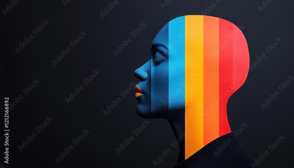 Poster abstract colorful profile with stripes representing data visualization concepts in modern design
