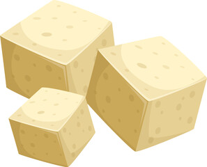 Fresh tofu cubes falling against white background, healthy food and vegan ingredient for cooking