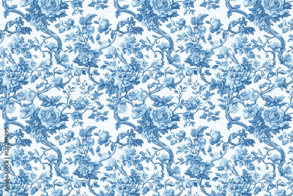 Poster floral toile tapestry pattern. vintage botanical wallpaper pattern. background image. created with g
