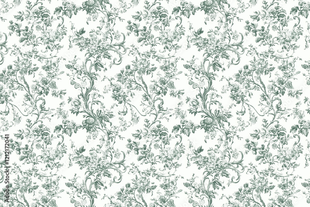 Poster floral toile tapestry pattern. vintage botanical wallpaper pattern. background image. created with g
