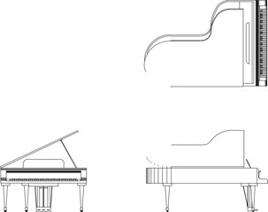 vector illustration design silhouette image of professional grand piano musical instrument