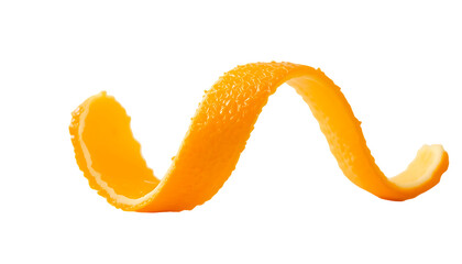 Vibrant Orange Zest Spiral Isolated on Transparent Background