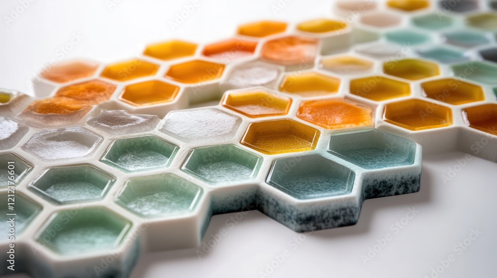 Poster honeycomb-inspired hexagonal patterns reimagined for biomedical and molecular applications.