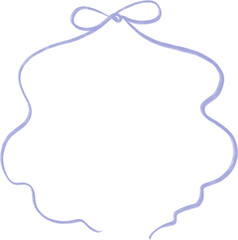 Hand drawn bow and ribbons frame, sketch minimalist border illustration.