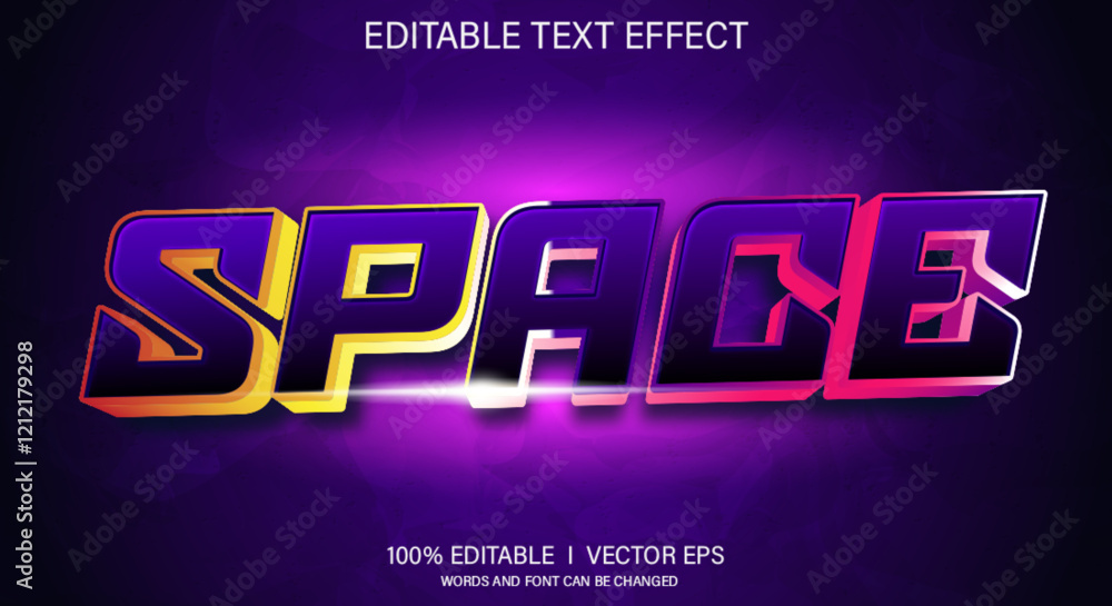 Aufkleber space 3d vector text effect with modern style design