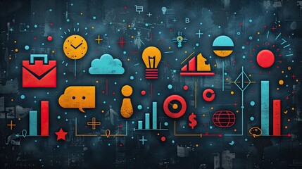 flat design, Flat Achievement Board: Pins and ribbons marking milestones on a vision board