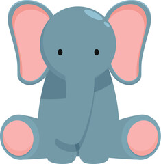 Simple and cute cartoon elephant sitting, ideal for children's projects, baby products, or any design needing a touch of gentle charm