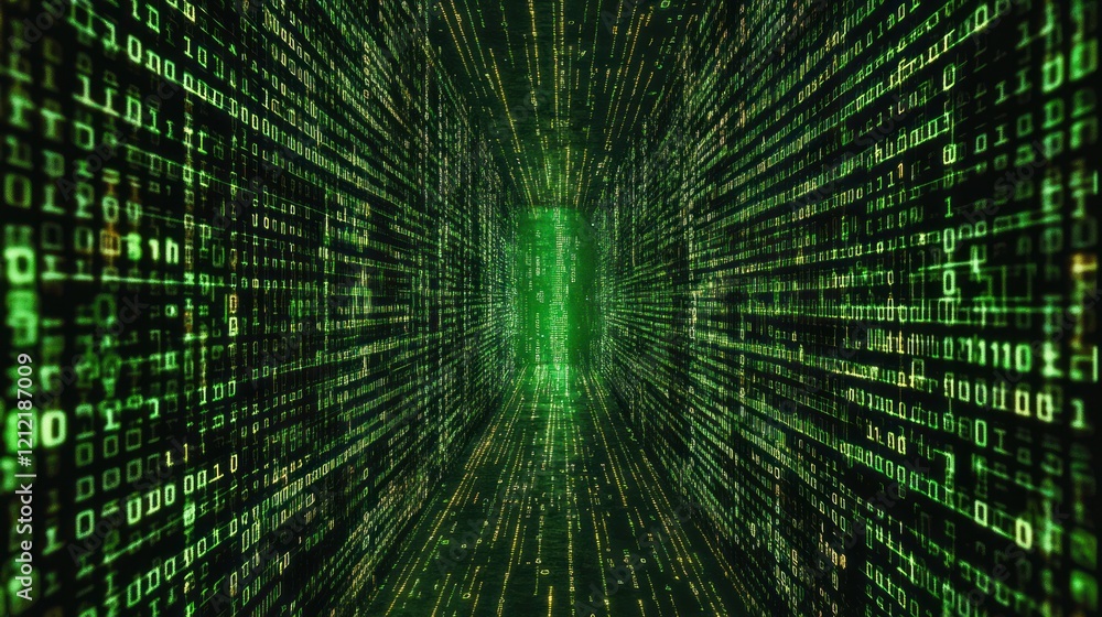 Poster motion blur applied to binary code for dynamic and immersive visuals.