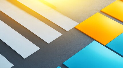 Vibrant blue orange blocks cross bright path. AI Generated