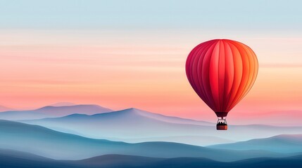 Obraz premium Vibrant Hot Air Balloon Journey Over Serene Mountain Landscape