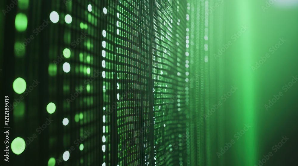 Aufkleber photograph of binary code data bit on green screen telephoto lens summer daylight cool color