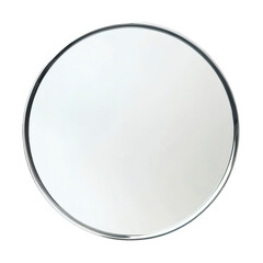 A frameless round mirror with a slight tint, isolated on white background.