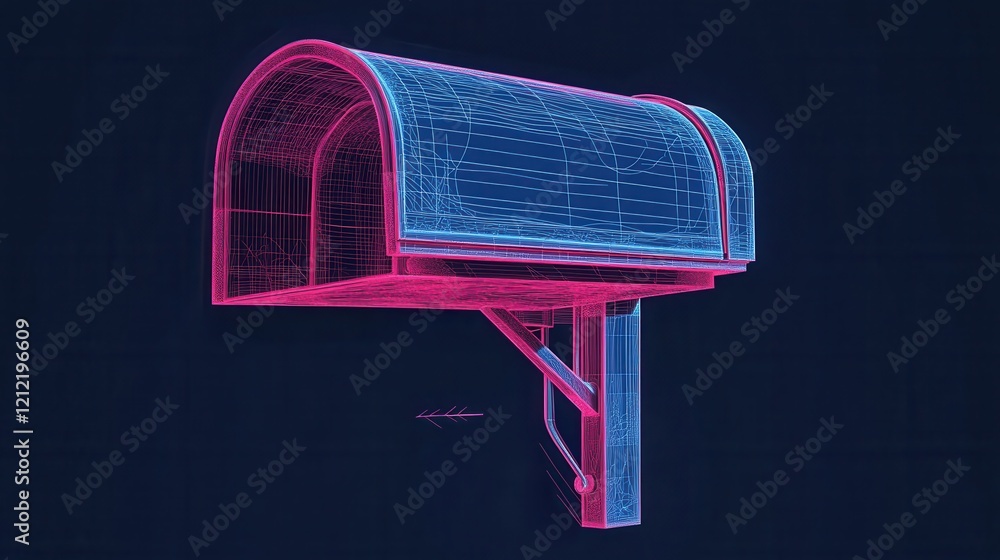 Aufkleber continuous line drawing of an open mailbox, minimalistic design, modern low poly style, creative exp