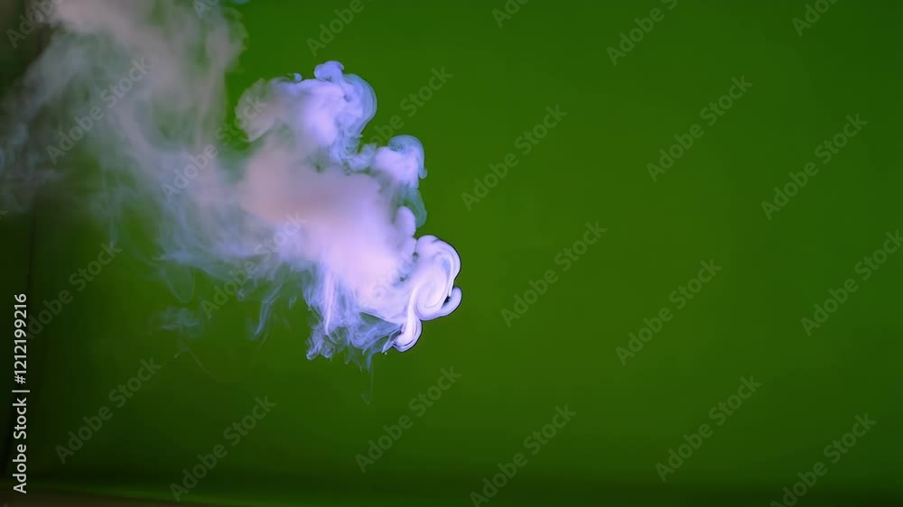 Aufkleber white smoke gracefully billowing across professional green screen, spreading dynamically with soft e