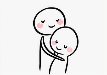 Cute Stick Figures in Love Doodle Drawing