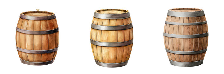 Fototapeta premium Single Oak Barrel in Watercolor Style