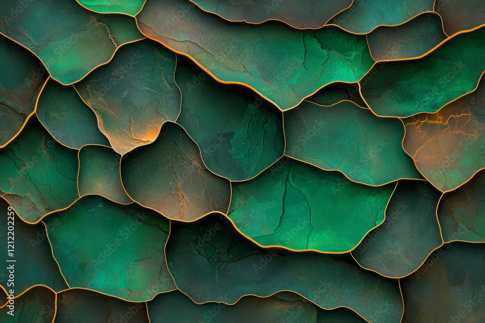 Poster a captivating abstract background featuring intertwined mycelium patterns in various shades of green