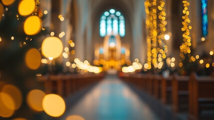 Obraz premium Candlemas celebration in a beautifully lit church with festive decorations and atmosphere
