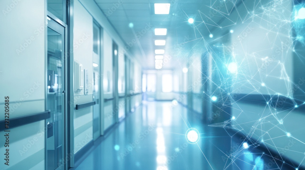 Poster virtual healthcare backgrounds with soft focus and digital patterns creating sleek visuals.