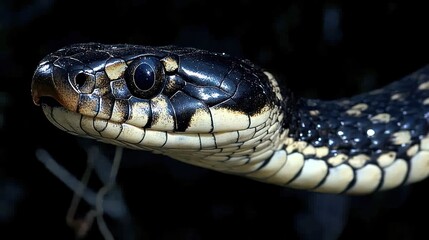 Obraz premium Snake Head Close-up, Night, Garden, Wildlife