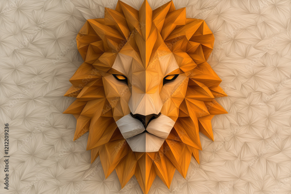 Aufkleber a stunning abstract geometric lion composed of interlocking triangles and sharp lines in golden and 