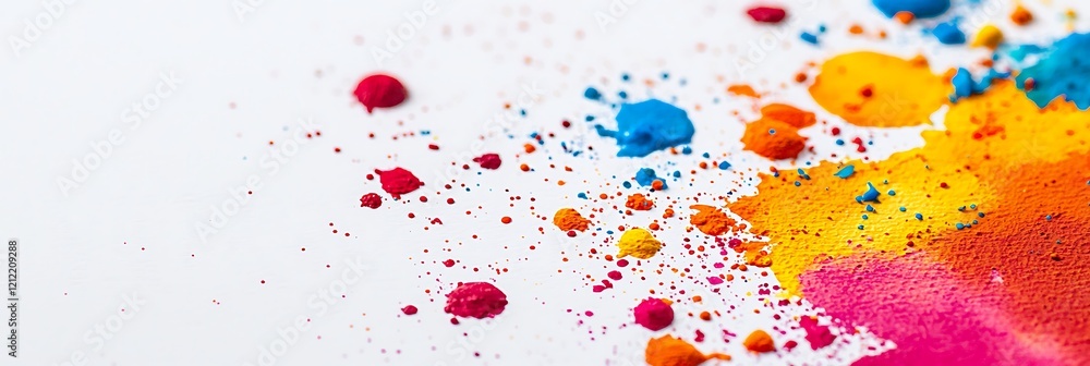 Poster a vibrant splash of colorful powders, creating a lively and artistic pattern against a white backgro