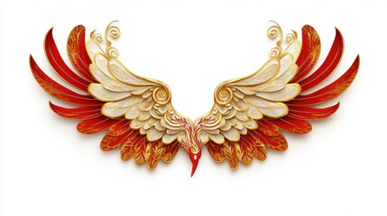 Obraz premium Majestic Phoenix Wings Design, Artistic Creation, Digital Illustration, Vibrant Colors, Close-Up View, Symbol of Rebirth
