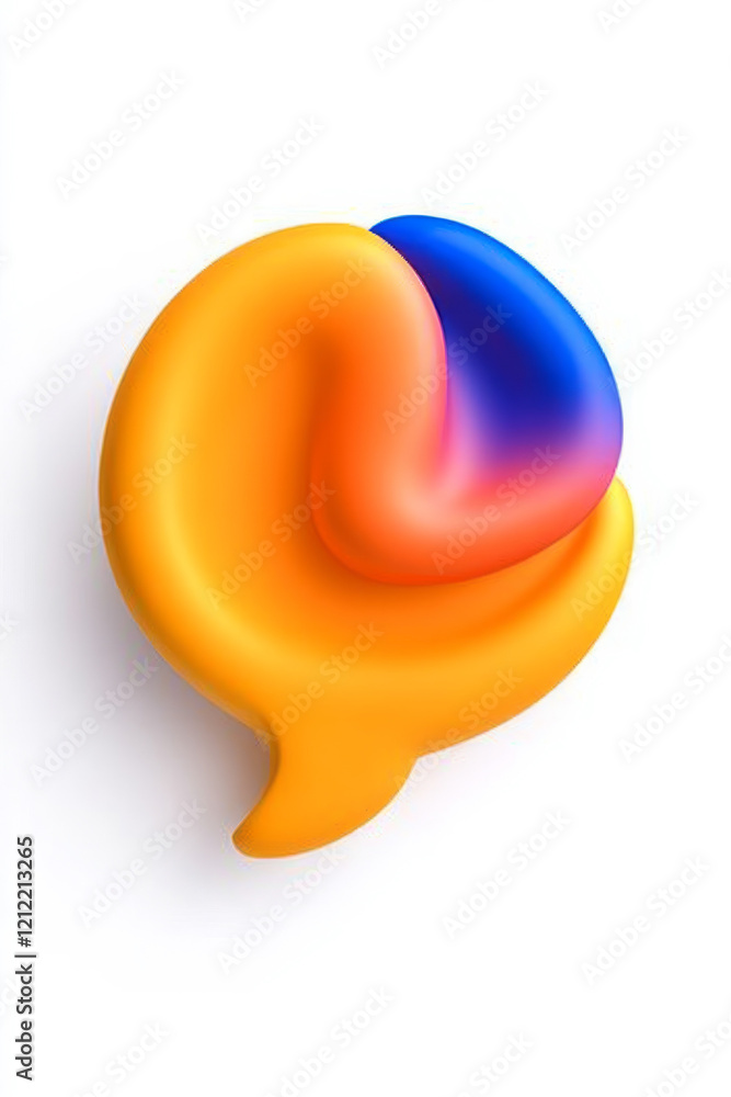 Poster a vibrant yellow chat bubble icon with a subtle gradient, representing messaging and online conversa