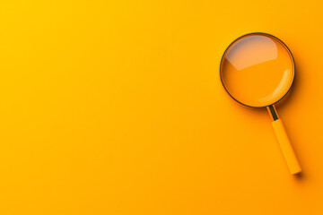 A modern yellow magnifying glass icon with clean lines, signifying search and discovery in social networks,