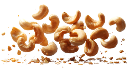 Collection of Cashew Nuts Tumbling Gracefully, Png
