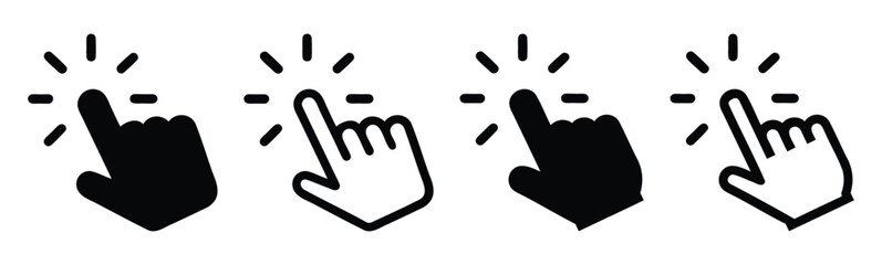 Hand cursor icon set. click icon vector. hand click. pointer