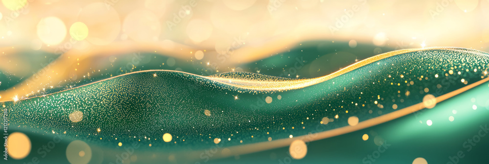 Aufkleber A dynamic St. Patrick's Day backdrop with swirling green and gold abstract patterns,