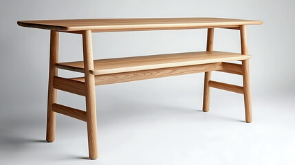 A wooden table with a shelf on top. generated using AI