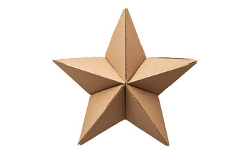 isolated transparent background three dimensional cardboard star with sharp points and textured surface, ideal for decoration or crafts