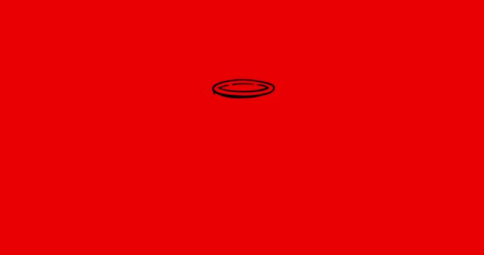 Silver winner cup linear drawing on red screen background. Championship black and white trophy concept for sport winner. Victory celebration symbol cartoon animation redbox isolated.
