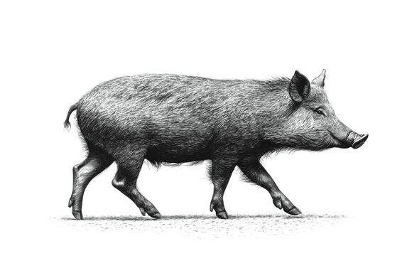 recommend clip art: Boar, wild boar, hog, wild pig, sketch. Vintage retro print, wild boar, forest pig sketch ink style drawing, linear drawing, engrave old school. Sketch artwork silhouette wild ho pig. Illustration