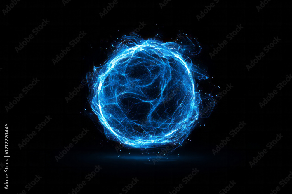 Fototapete a sophisticated abstract blue pix globe symbol, featuring interconnected lines and nodes representin