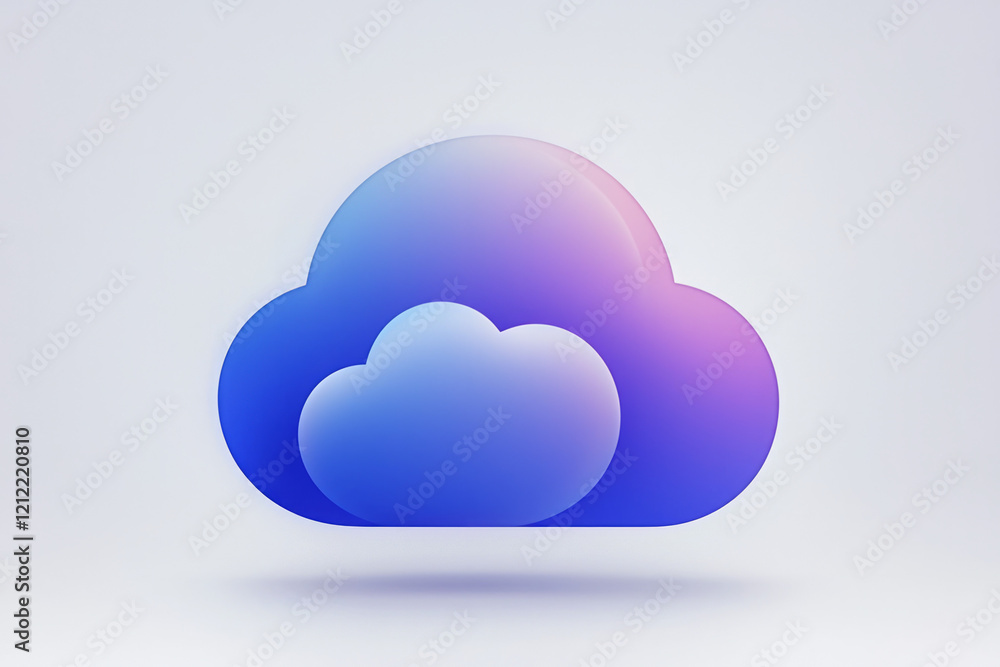 Poster A minimalist abstract blue pix cloud icon with soft edges and a subtle gradient, perfect for weather or digital storage themes,