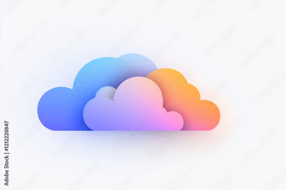Poster a minimalist abstract blue pix cloud icon with soft edges and a subtle gradient, perfect for weather