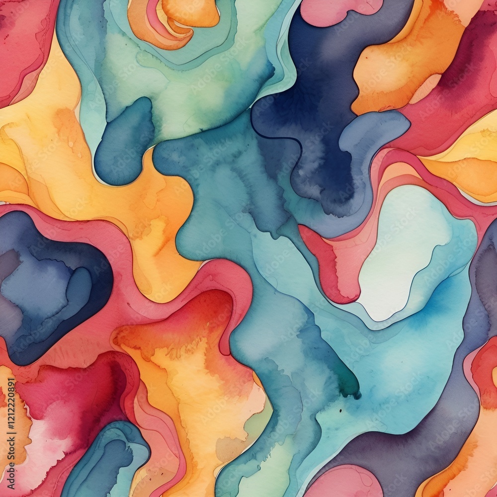 Poster vibrant seamless abstract pattern with colorful flowing shapes