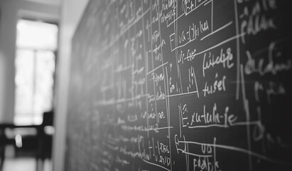 Black wall idea concept math black writing equations 