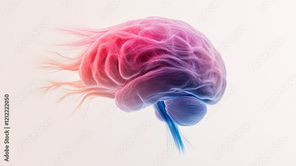 Aufkleber A 3D-rendered human brain with animated neural pathways lighting up in vivid colors, representing the strengthening and formation of new connections through neuroplasticity,