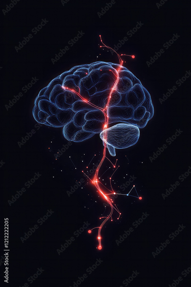 Aufkleber An infographic-style illustration of the brain's neuroplasticity process, featuring animated arrows and glowing lines