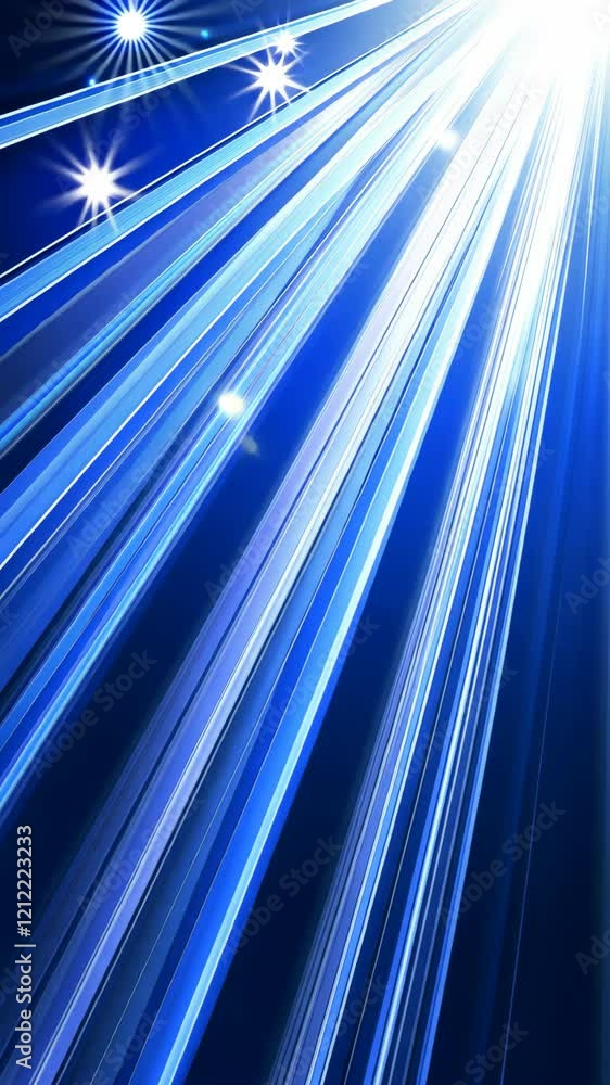 Poster bright blue light rays illuminate a dark background creating a vibrant and dynamic visual effect