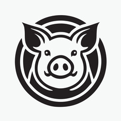 Obraz premium Pig hard icon in Black and White