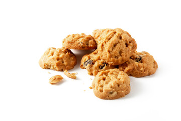 chocolate chip cookies on white background