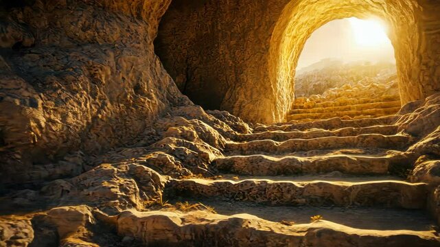 The empty tomb of Jesus Easter Resurrection Bible video 4k