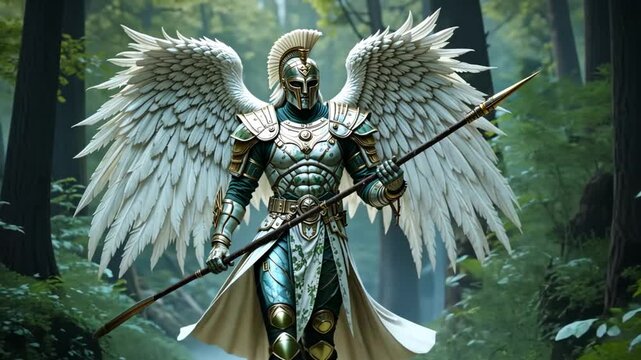 Angel warrior in the forest