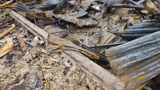 Remains of a burnt down house