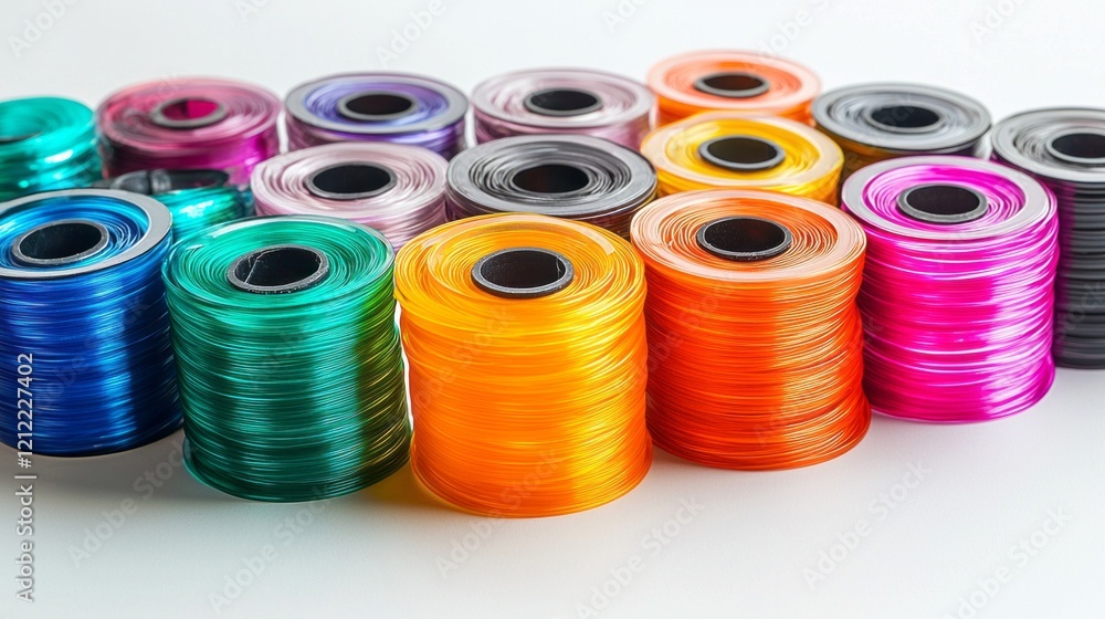 Poster a stunning array of colorful threads displays a spectrum of hues, perfect for crafting and sewing. e